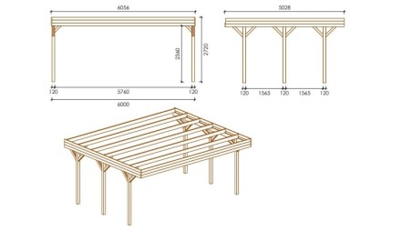 Cochera 6.06x5.03 m - 30 m2 - cobertura de PVC 