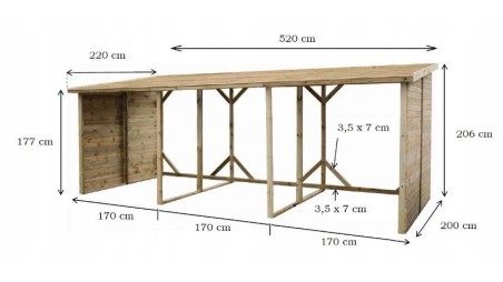 Leñero 20 m3 - 5.2x2 m - H.2.06 m - Impregnado