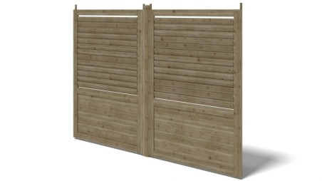 Valla, panel de madera con lamas, set – impregnado en verde