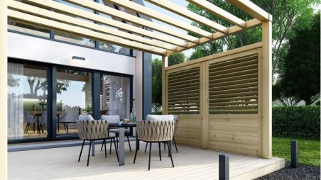 Valla, panel de madera con lamas, set – impregnado en verde