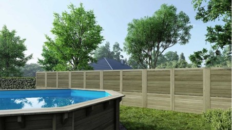 Valla, panel de madera con lamas, set – impregnado en verde