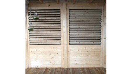 Valla, panel de madera con lamas, set – impregnado en verde