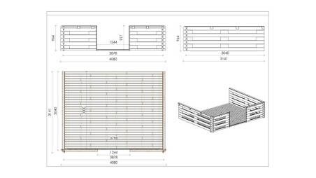 Terraza de jardín 4x3 m - Color natural