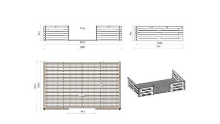 Terraza de jardín 5x3 m - Color natural