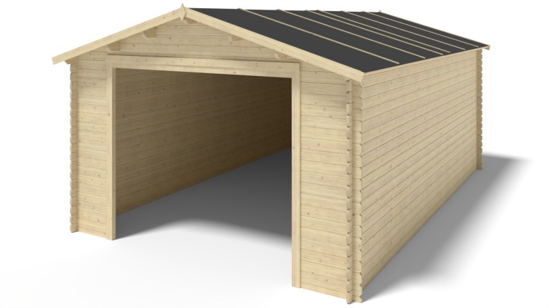 Garaje de madera 24 m2 - 4x6 m - 28 mm - Color: natural