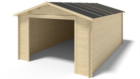 Garaje de madera 24 m2 - 4x6 m - 28 mm - Color: natural