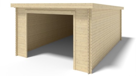 Garaje de madera 24 m2 - 4x6 m - 28 mm - Color: natural