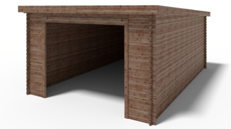 Garaje de madera 24 m2 - 4x6 m - 28 mm - Color: marrón Impregnado