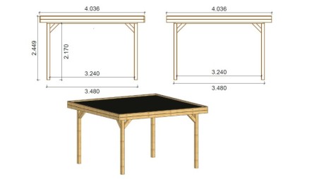 Pérgola de jardín 4.04x4.04 m - Impregnada
