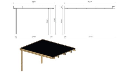 Alero de terraza 4x3 m -Impregnado