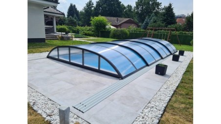 Cobertor de piscina Horizon - 8.61x4.2 m - Policarbonato celular de 8 mm - Color Antracita RAL7016