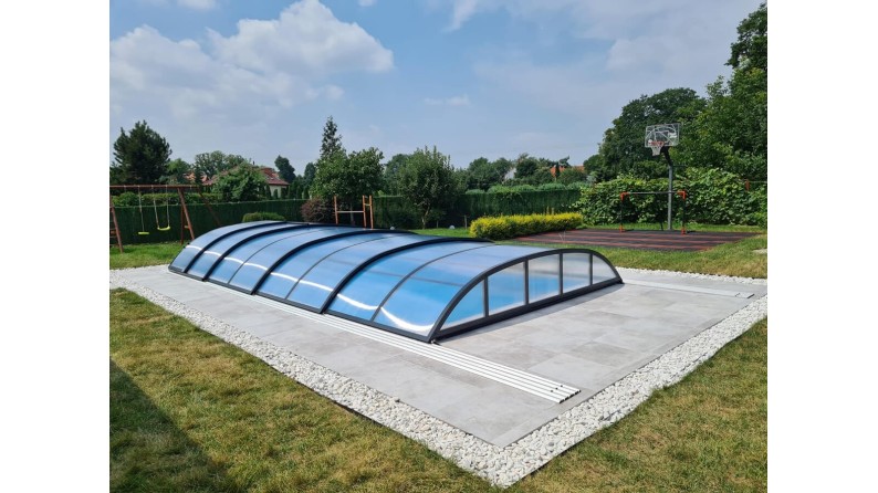 Cobertor de piscina Horizon - 8.61x4.2 m - Policarbonato celular de 8 mm - Color Antracita RAL7016