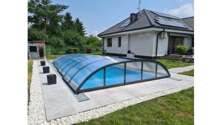 Cobertor de piscina Horizon - 8.61x4.2 m - Policarbonato celular de 8 mm - Color Antracita RAL7016