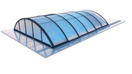 Cobertor de piscina Orbit - 6.47x3.5 m - Policarbonato celular de 8 mm - Color Antracita RAL7016