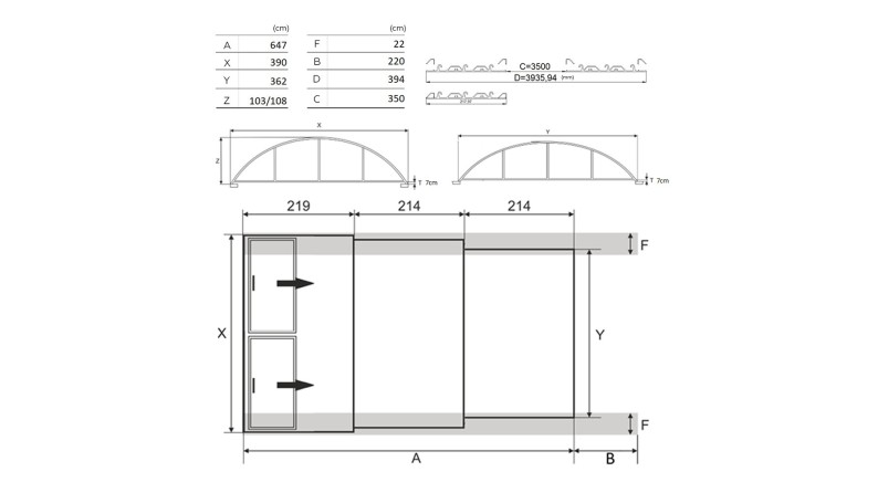 Cobertor de piscina Orbit - 6.47x3.5 m - Policarbonato compacto de 3 mm - Color Antracita RAL7016