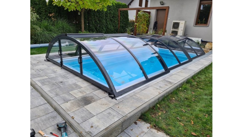 Cobertor de piscina Orbit - 6.47x3.5 m - Policarbonato compacto de 3 mm - Color Antracita RAL7016