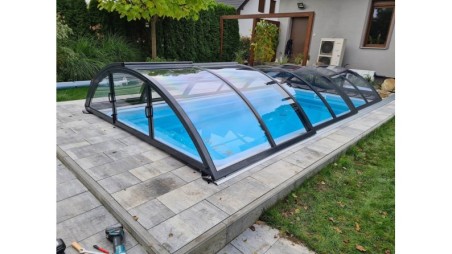 Cobertor de piscina Orbit - 6.47x3.5 m - Policarbonato compacto de 3 mm - Color Antracita RAL7016