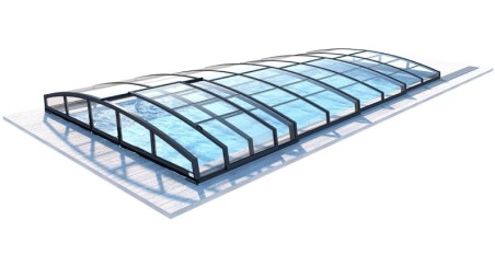 Cobertor de piscina Skyline - 8.61x4.2 m - Policarbonato celular de 8 mm - Color Antracita RAL7016