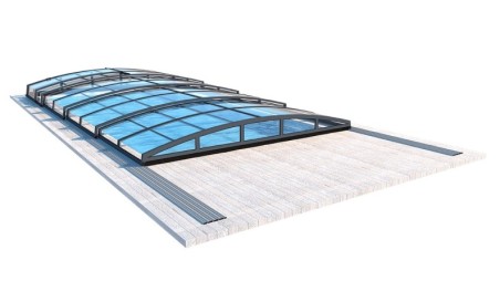 Cobertor de piscina Skyline - 8.61x4.2 m - Policarbonato celular de 8 mm - Color Antracita RAL7016