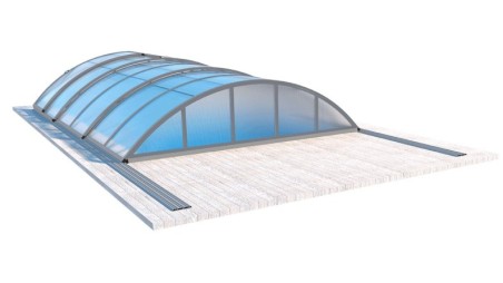 Cobertor de piscina Orbit - 6.47x3.5 m - Policarbonato celular de 8 mm - Color Gris Ral7037