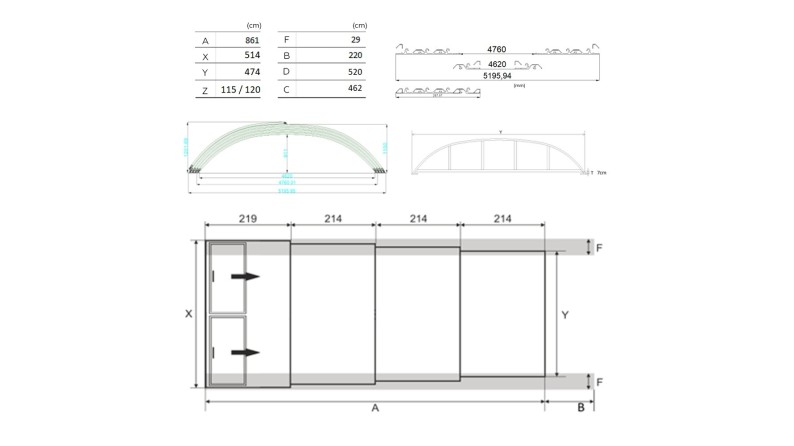 Cobertor de piscina Horizon - 8.61x4.62 m - Policarbonato compacto de 3 mm - Color Gris Ral7037