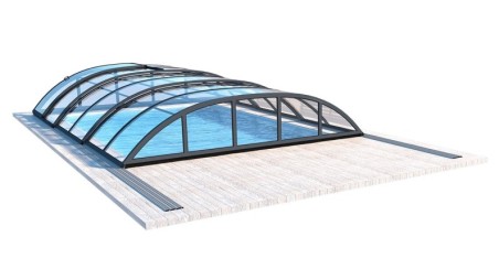 Cobertor Horizon para piscinas 6.20x3 m - BAS87. BAS787 - Policarbonato compacto de 3 mm - Color Antracita RAL7016