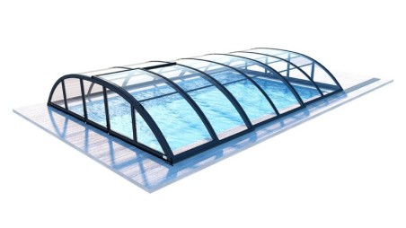 Cobertor Horizon para piscinas 6.20x4.10 m - BAS88. BAS788 - Policarbonato compacto de 3 mm - Color Antracita RAL7016