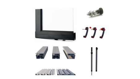 Cobertor Horizon para piscinas 6.20x4.10 m - BAS88. BAS788 - Policarbonato compacto de 3 mm - Color Antracita RAL7016