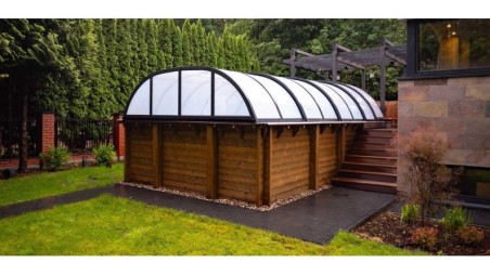 Cobertor Horizon para piscinas 6.20x4.10 m - BAS88. BAS788 - Policarbonato compacto de 3 mm - Color Antracita RAL7016