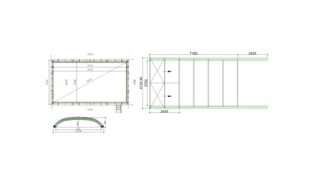 Cobertor Horizon para piscinas 7.20x4.20 m - BAS58. BAS758 - Policarbonato compacto de 3 mm - Color Antracita RAL7016