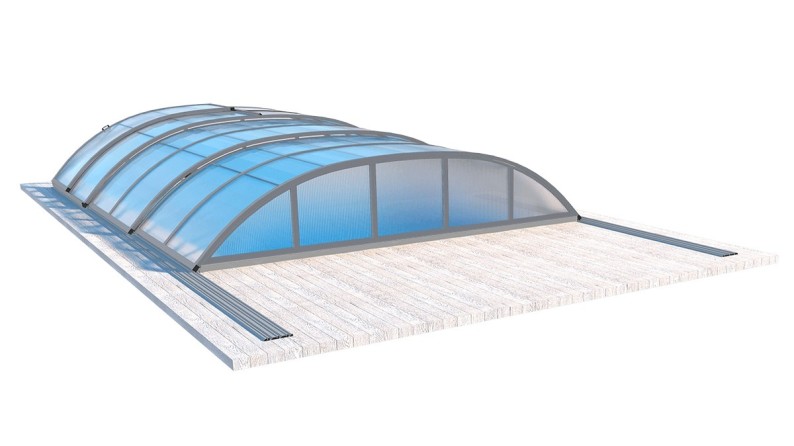 Cobertor Horizon para piscinas 5x3 m - BAS86. BAS786 - Policarbonato celular de 8 mm - Color Gris Ral7037