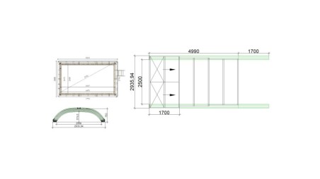 Cobertor Horizon para piscinas 5x3 m - BAS86. BAS786 - Policarbonato compacto de 3 mm - Color Gris Ral7037
