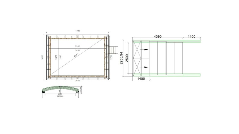 Cobertor Skyline para piscinas 4.10x3 m - BAS85. BAS785 - Policarbonato compacto de 3 mm - Color Antracita RAL7016