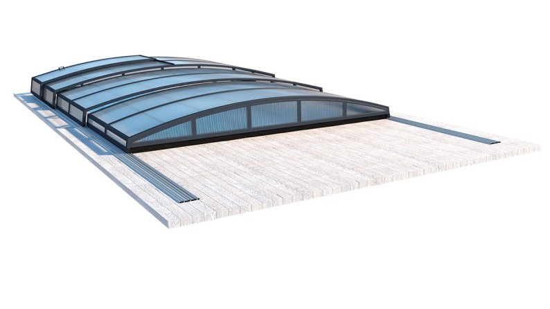 Cobertor Skyline para piscinas 5x3 m - BAS86. BAS786 - Policarbonato celular de 8 mm - Color Antracita RAL7016