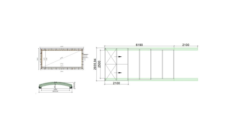 Cobertor Skyline para piscinas 6.20x3 m - BAS87. BAS787 - Policarbonato celular de 8 mm - Color Antracita RAL7016