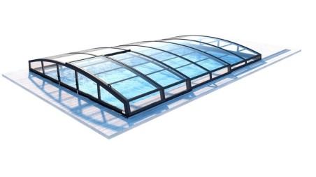Cobertor Skyline para piscinas 6.20x3 m - BAS87. BAS787 - Policarbonato compacto de 3 mm - Color Antracita RAL7016