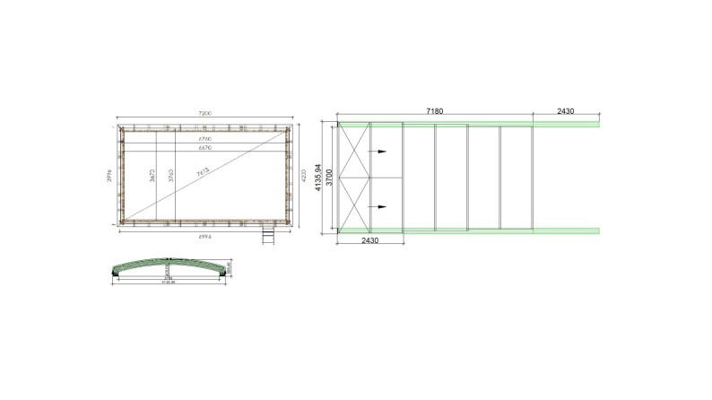 Cobertor Skyline para piscinas 7.20x4.20 m - BAS58. BAS758 - Policarbonato compacto de 3 mm - Color Antracita RAL7016