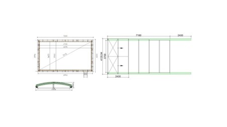 Cobertor Skyline para piscinas 7.20x4.20 m - BAS58. BAS758 - Policarbonato compacto de 3 mm - Color Antracita RAL7016