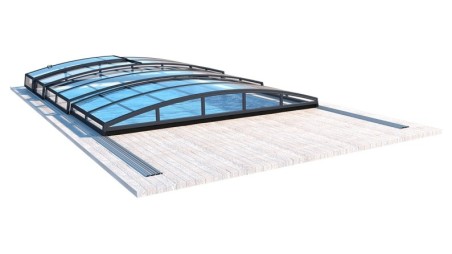 Cobertor Skyline para piscinas 7.20x4.20 m - BAS58. BAS758 - Policarbonato compacto de 3 mm - Color Antracita RAL7016