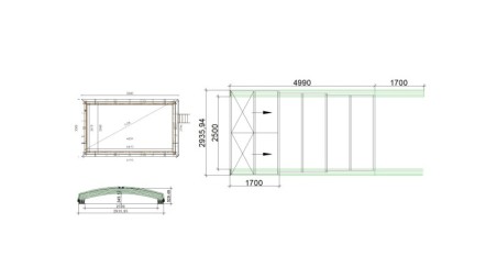 Cobertor Skyline para piscinas 5x3 m - BAS86. BAS786 - Policarbonato compacto de 3 mm - Color Gris Ral7037