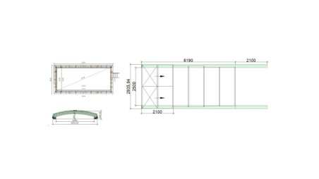 Cobertor Skyline para piscinas 6.20x3 m - BAS87. BAS787 - Policarbonato celular de 8 mm - Color Gris Ral7037