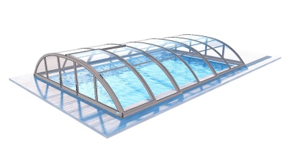 Cobertor Skyline para piscinas 7.20x4.20 m - BAS58. BAS758 - Policarbonato compacto de 3 mm - Color Gris Ral7037