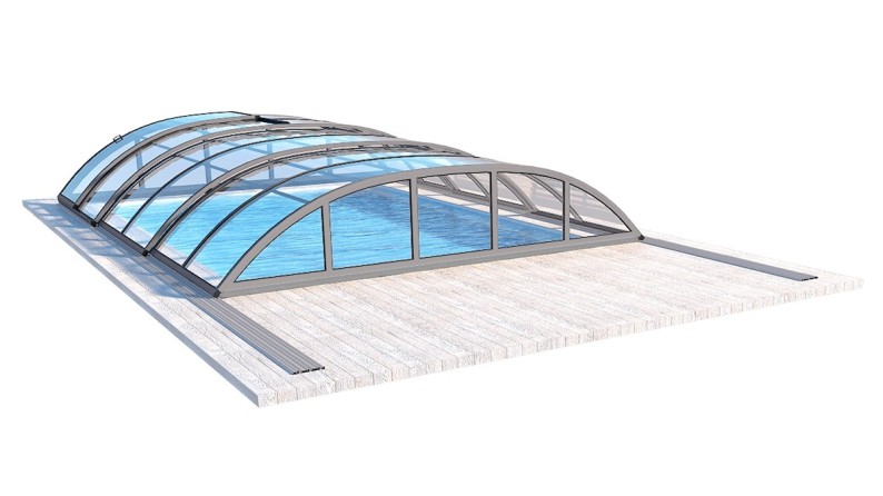 Cobertor Skyline para piscinas 7.20x4.20 m - BAS58. BAS758 - Policarbonato compacto de 3 mm - Color Gris Ral7037