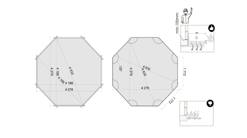 Piscina de madera 4.72x4.72 - H.1.2 m autoportante
