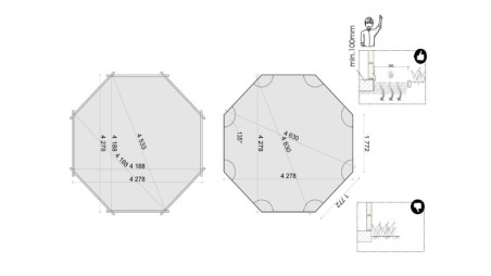 Piscina de madera 4.71x4.72 - H.1.2 m autoportante
