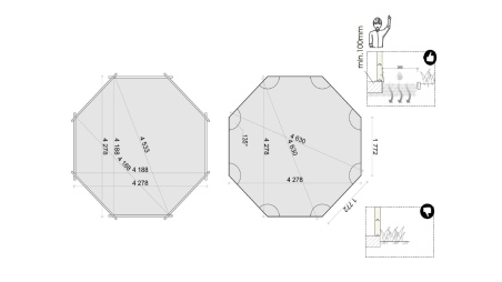 Piscina de madera 4.72x4.72 - H.1.2 m autoportante