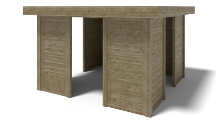 Pérgola de jardín 4.04x4.04 m con paneles - Impregnada