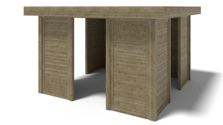 Pérgola de jardín 4.04x4.04 m con paneles - Impregnada