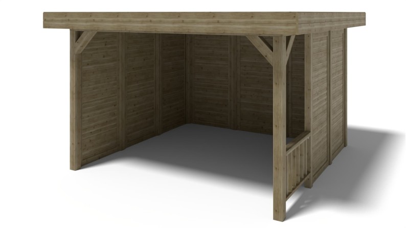 Pérgola de jardín 4.04x4.04 m con paneles - Impregnada