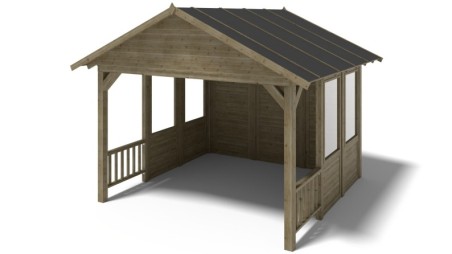 Pérgola de jardín 4.04x4.04 m con paneles - Impregnada